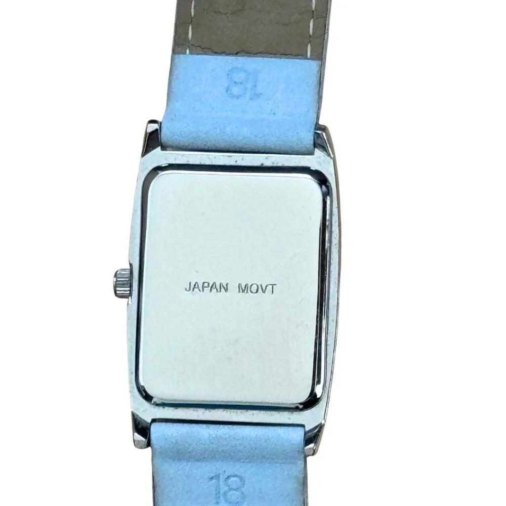 Pedre Watch Silver Tone Colorful Stripe Dial Blue Leather Band Japan MOVT